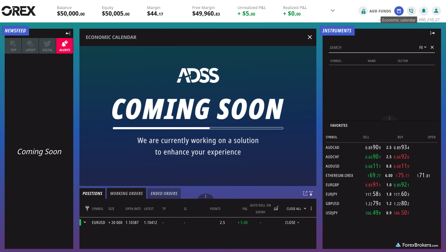 ADSS Orex web trader em breve