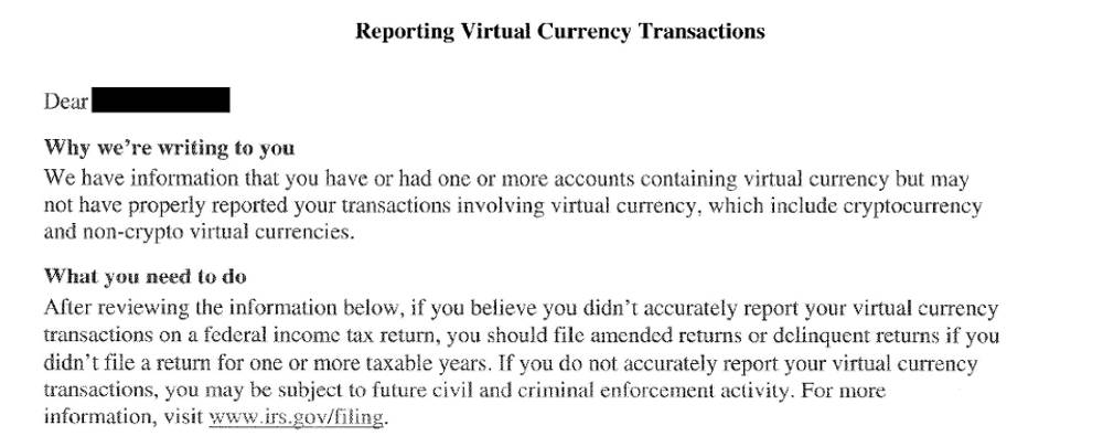 irs brief over Bitcoin-belasting