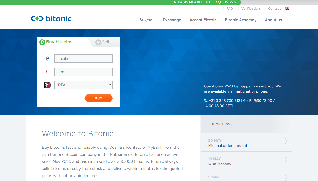 Selg bitcoins direkte med Bitonic
