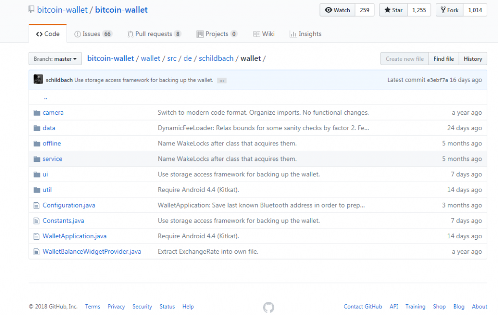 Folder portfela Schildbach na GitHub