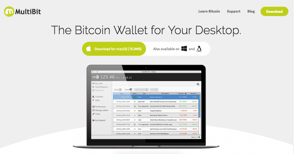 Desktop bitcoin portemonnee