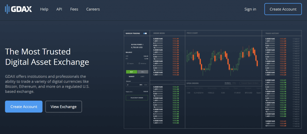 Troca de bitcoin GDAX