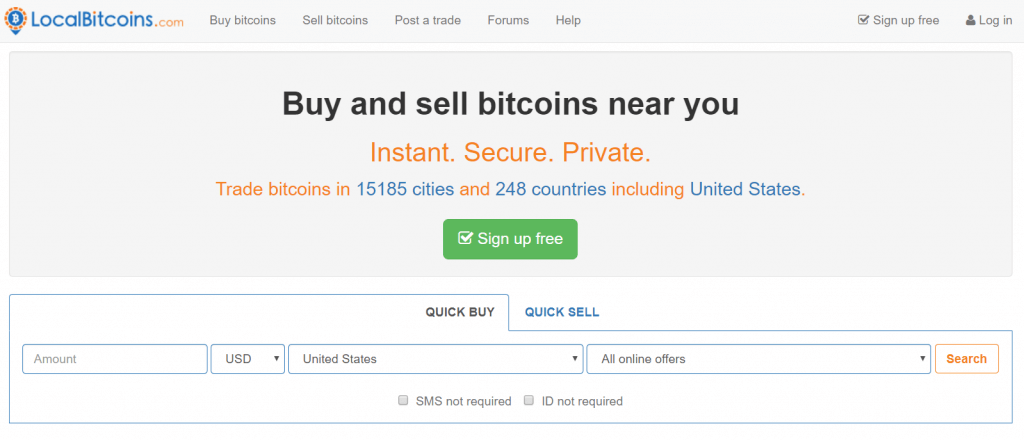Krijg bitcoins bij LocalBitcoins-wisselaar