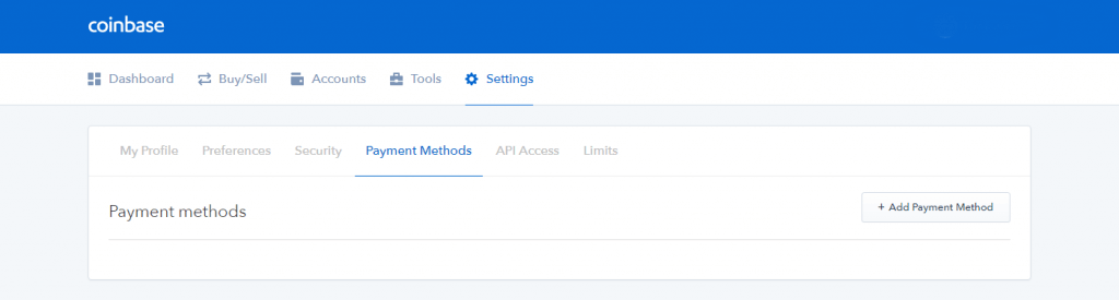 Ustawienia profilu na Coinbase