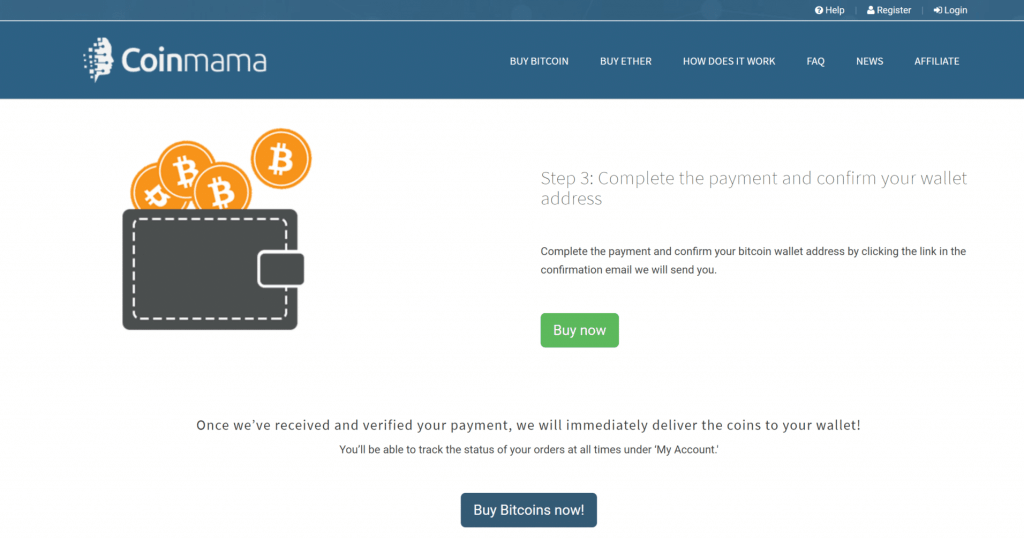 Coinmama nie ma portfela BTC