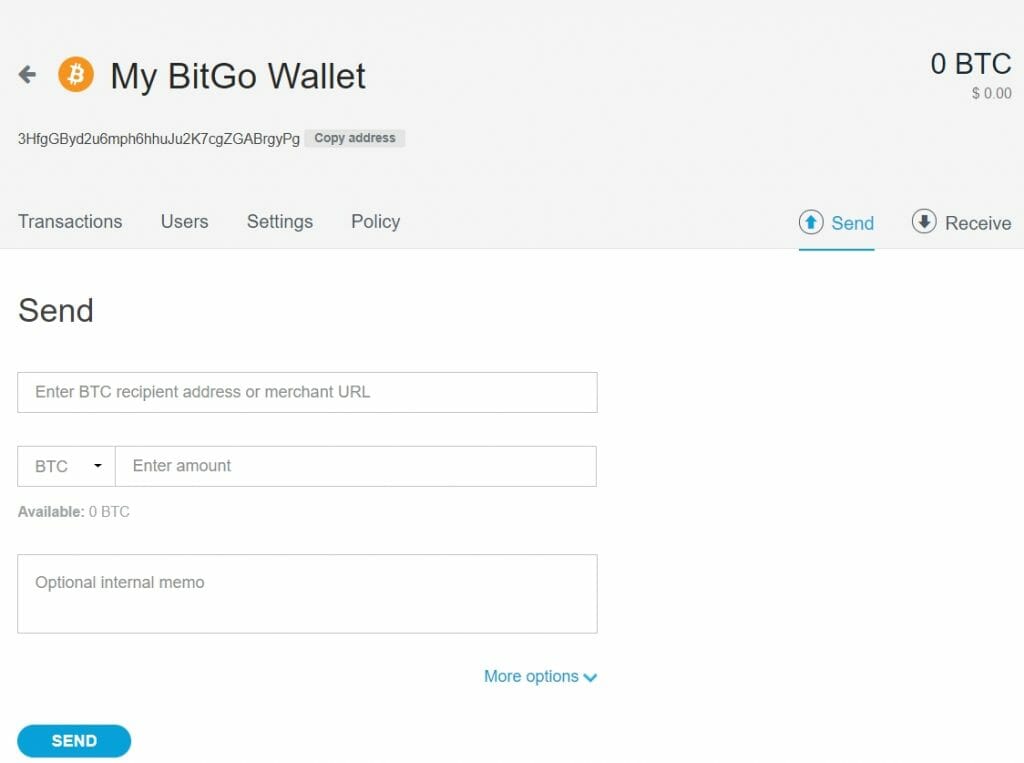 Tranzacție portofel BitGo