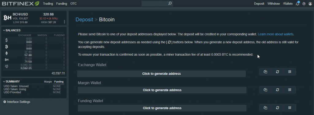 Bitfinex bitcoin piniginės