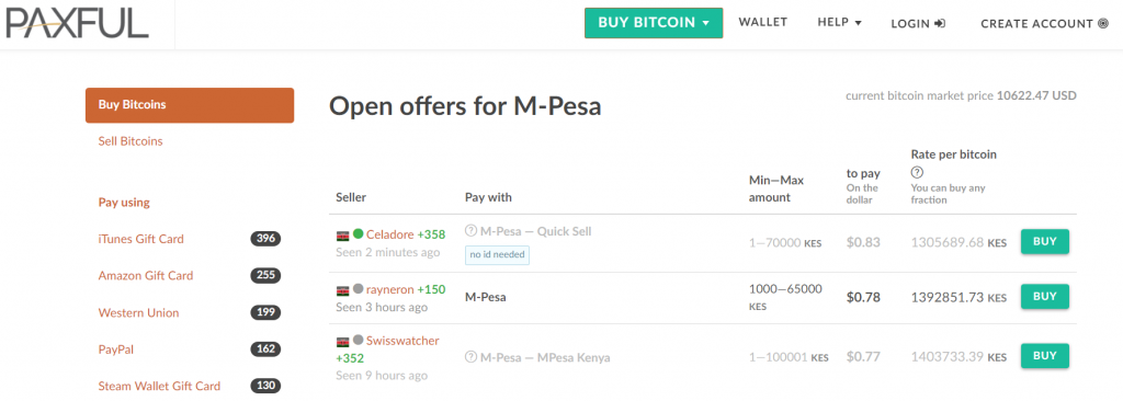 Bestill BTC via M-Pesa på Paxful