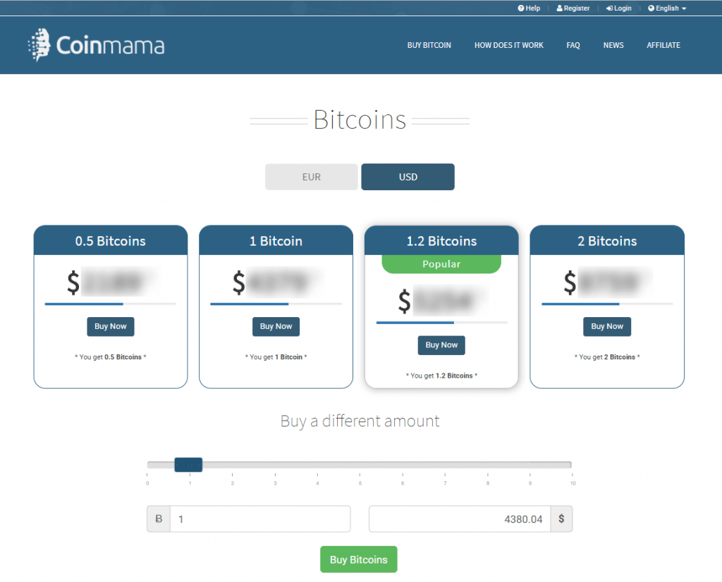 Keiskite bitcoin su Coinmama