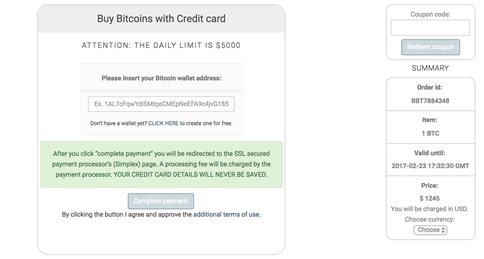 Kup bitcoiny za pomocą karty kredytowej w Coinmama