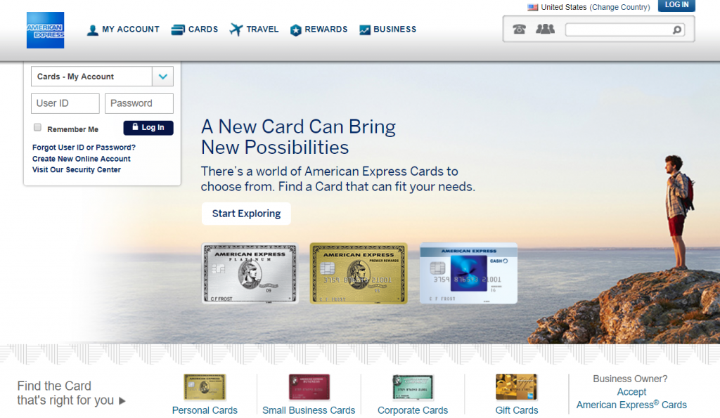 Site-ul American Express