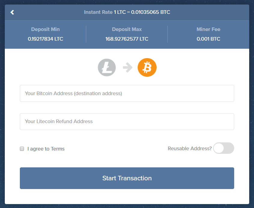 Oppgi altcoins og bitcoins adresser