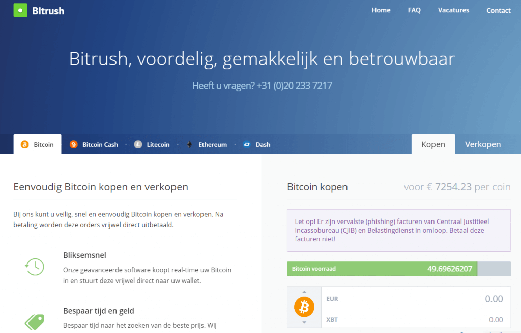 Bitcoin kopen bij Bitrush