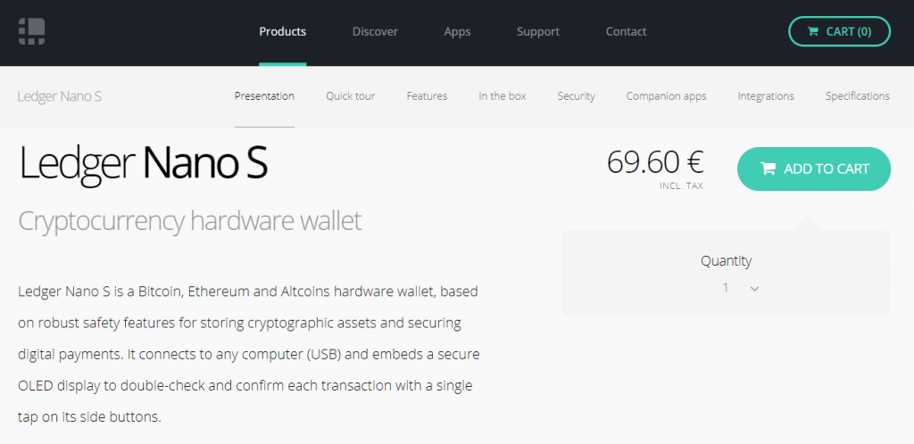 Ledger Nano S pris