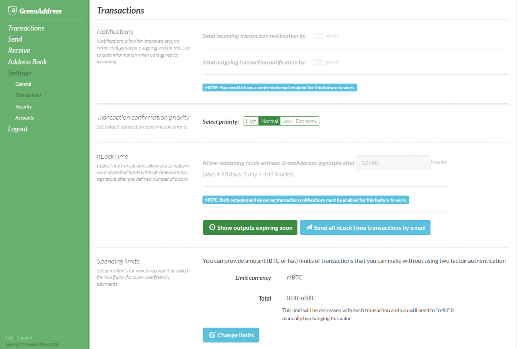 Prioriteitsprogramma's voor GreenAddress-transacties