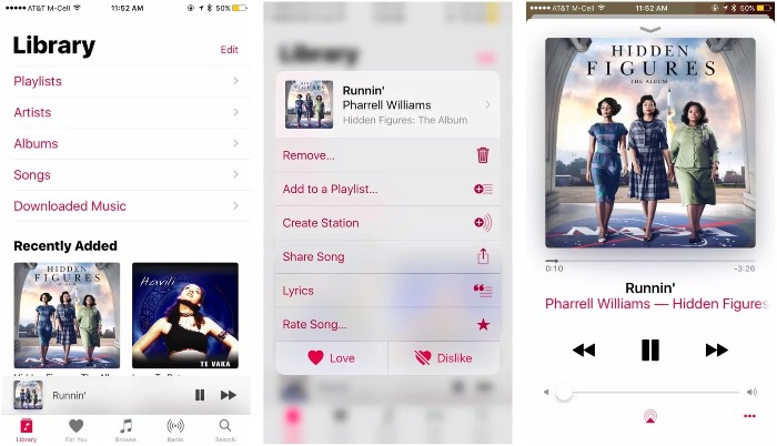 Skjermbilder av Apple Music -appen