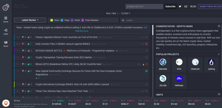 agregador de criptografia de notícias