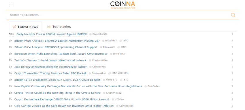 agregador de notícias coinna bitcoin