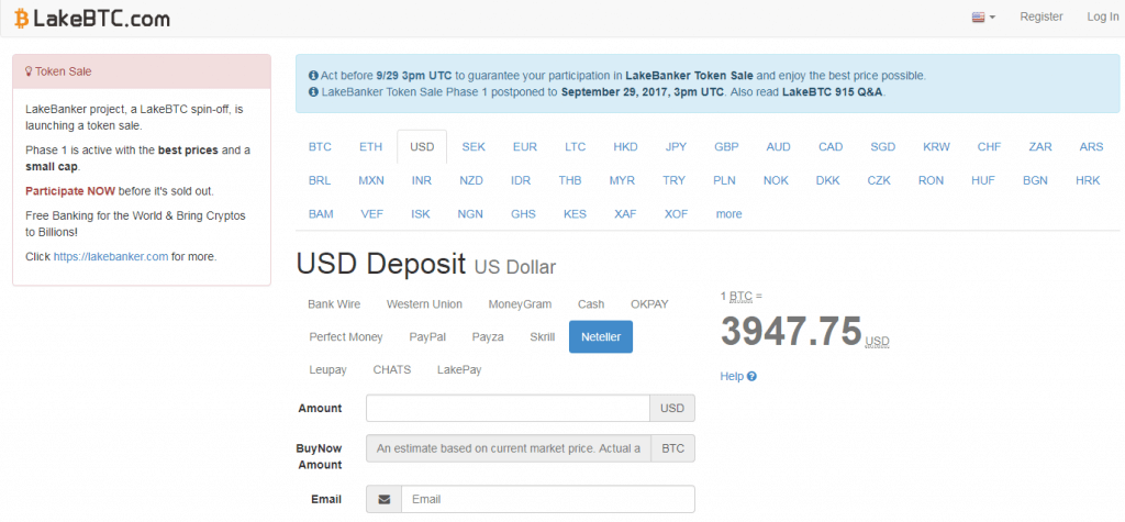 Metoda płatności NETELLER w LakeBTC