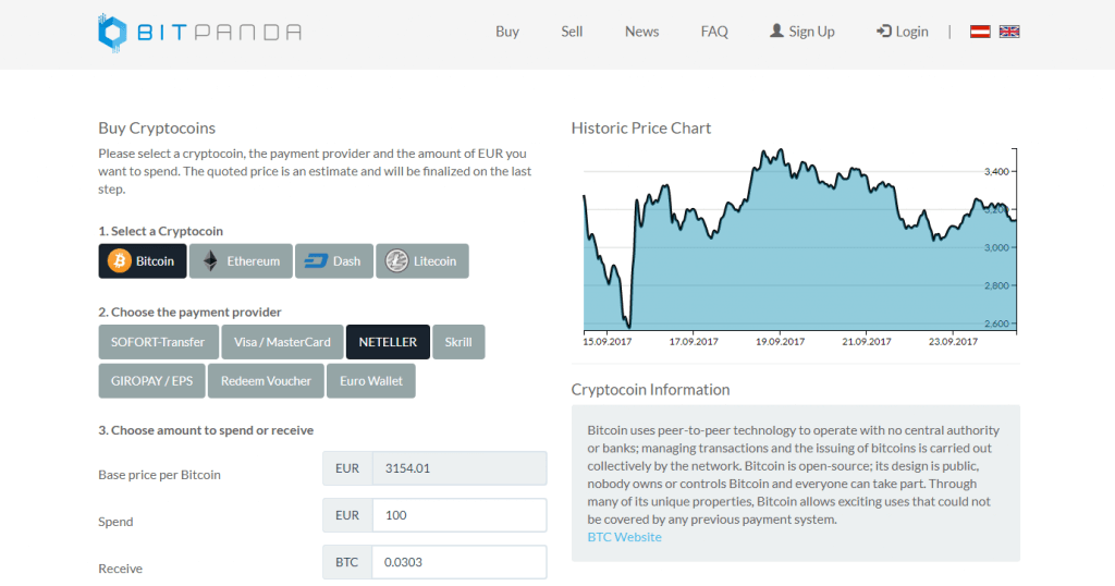 Encomende bitcoins da NETELLER na BitPanda